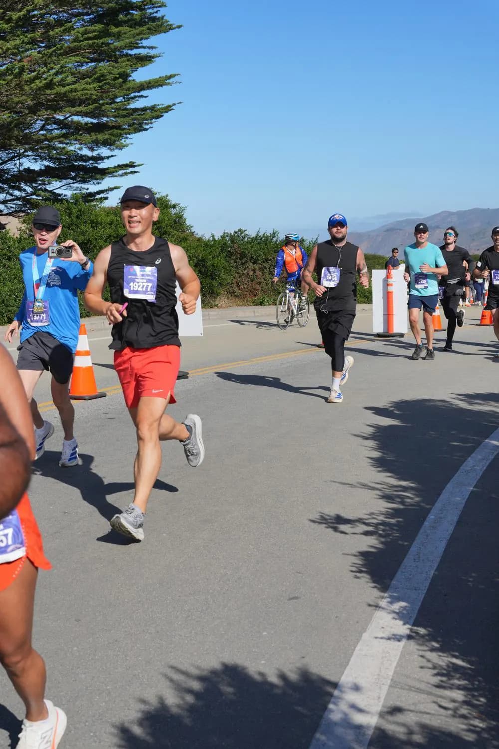 Tim running the San Francisco Bridge Half Marathon with a club
teammate