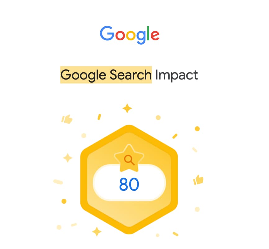Google Search Impact badge showing 80 total search
clicks