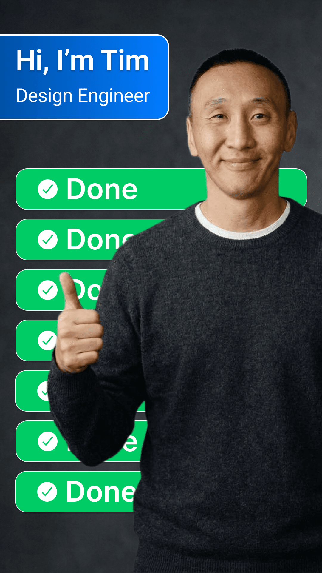 Hire Tim Android app welcome screen