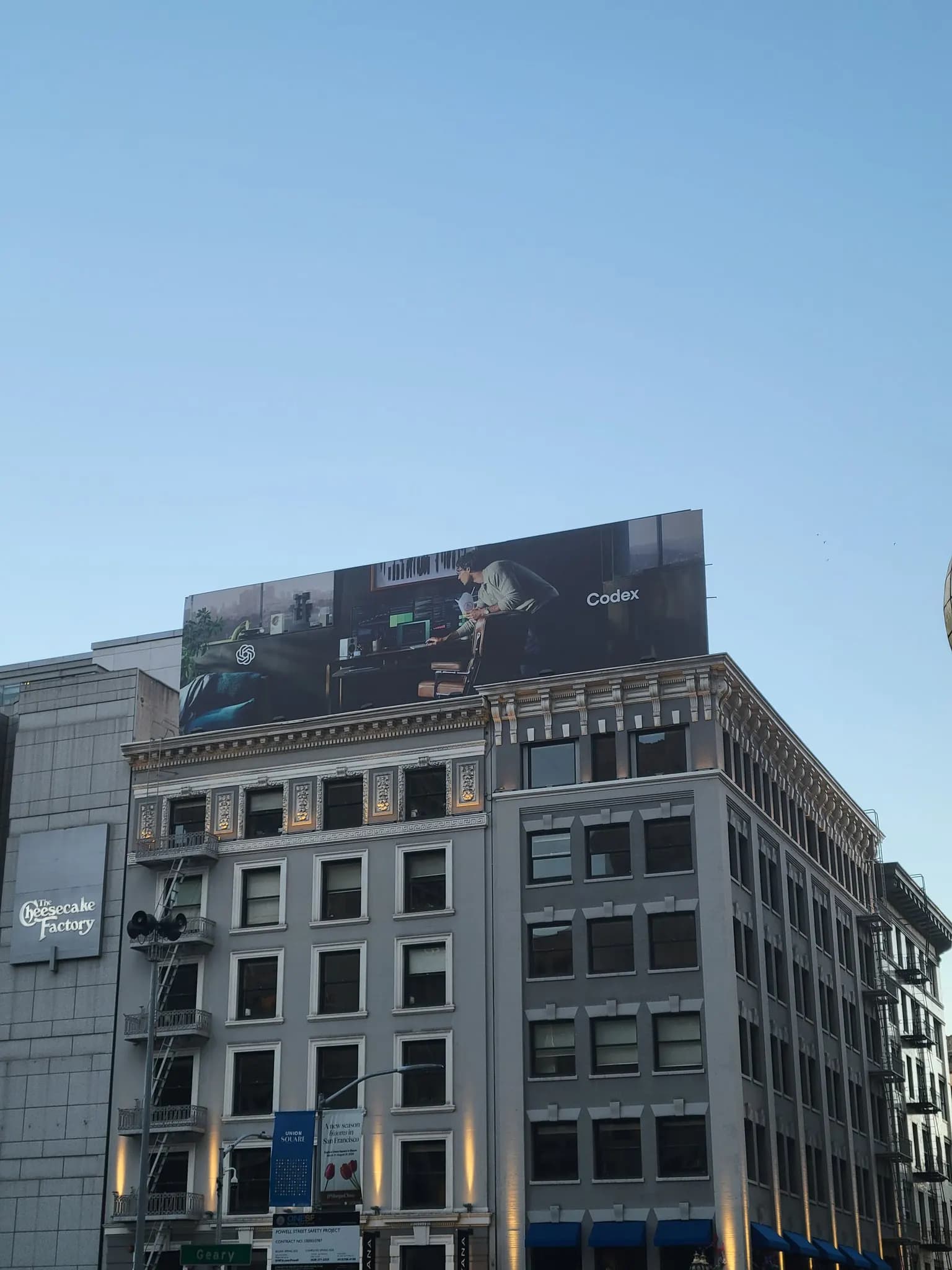 OpenAI Codex billboard above buildings in San Francisco