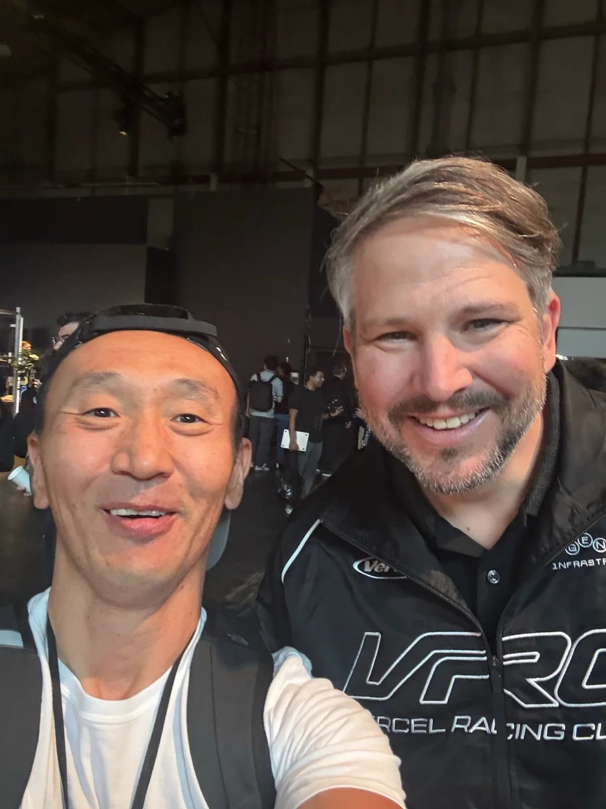 A selfie with someone Tim met at Vercel Ship SF