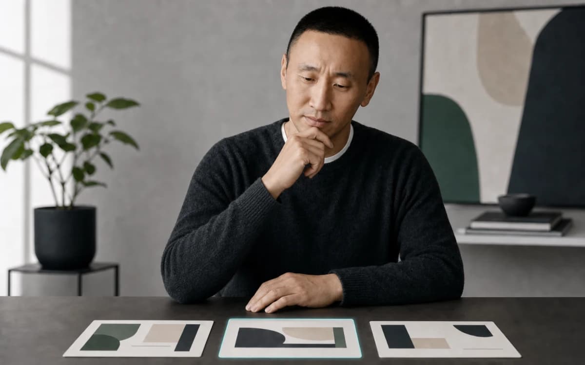 Tim selecting a website concept direction