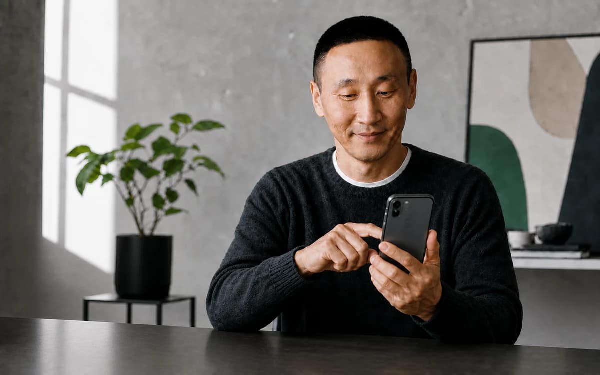 Tim testing a mobile app on a phone before release