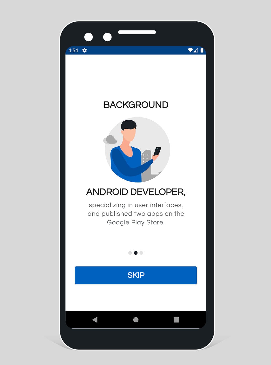 Original Android portfolio app background screen