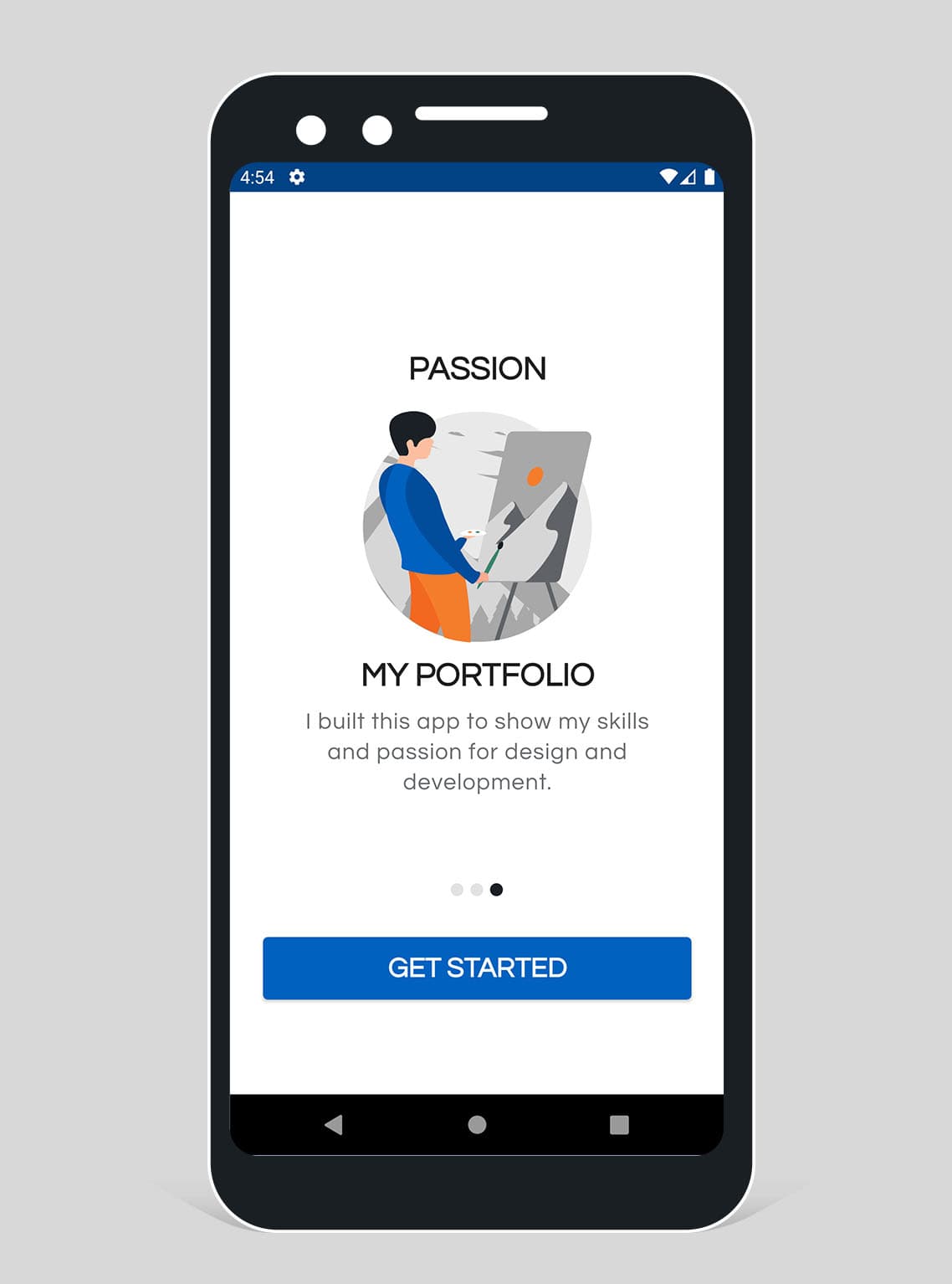 Original Android portfolio app passion screen