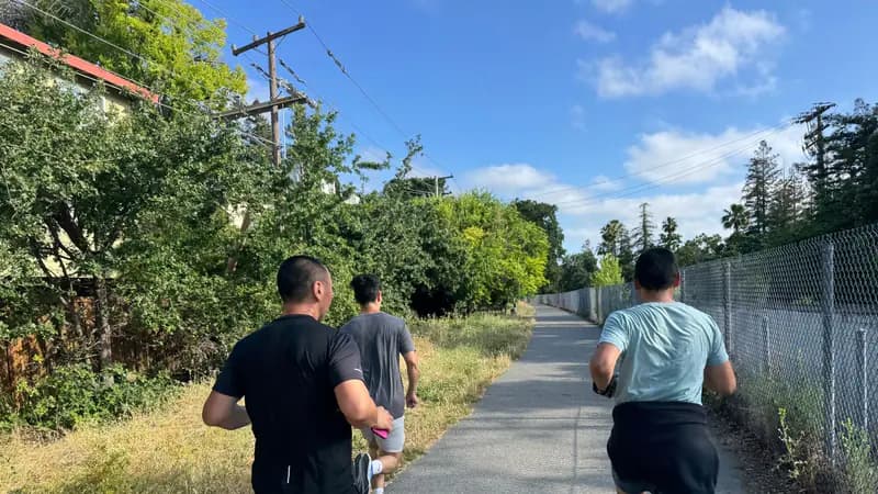 Runners on the Iron Horse Trail during a Saturday group run