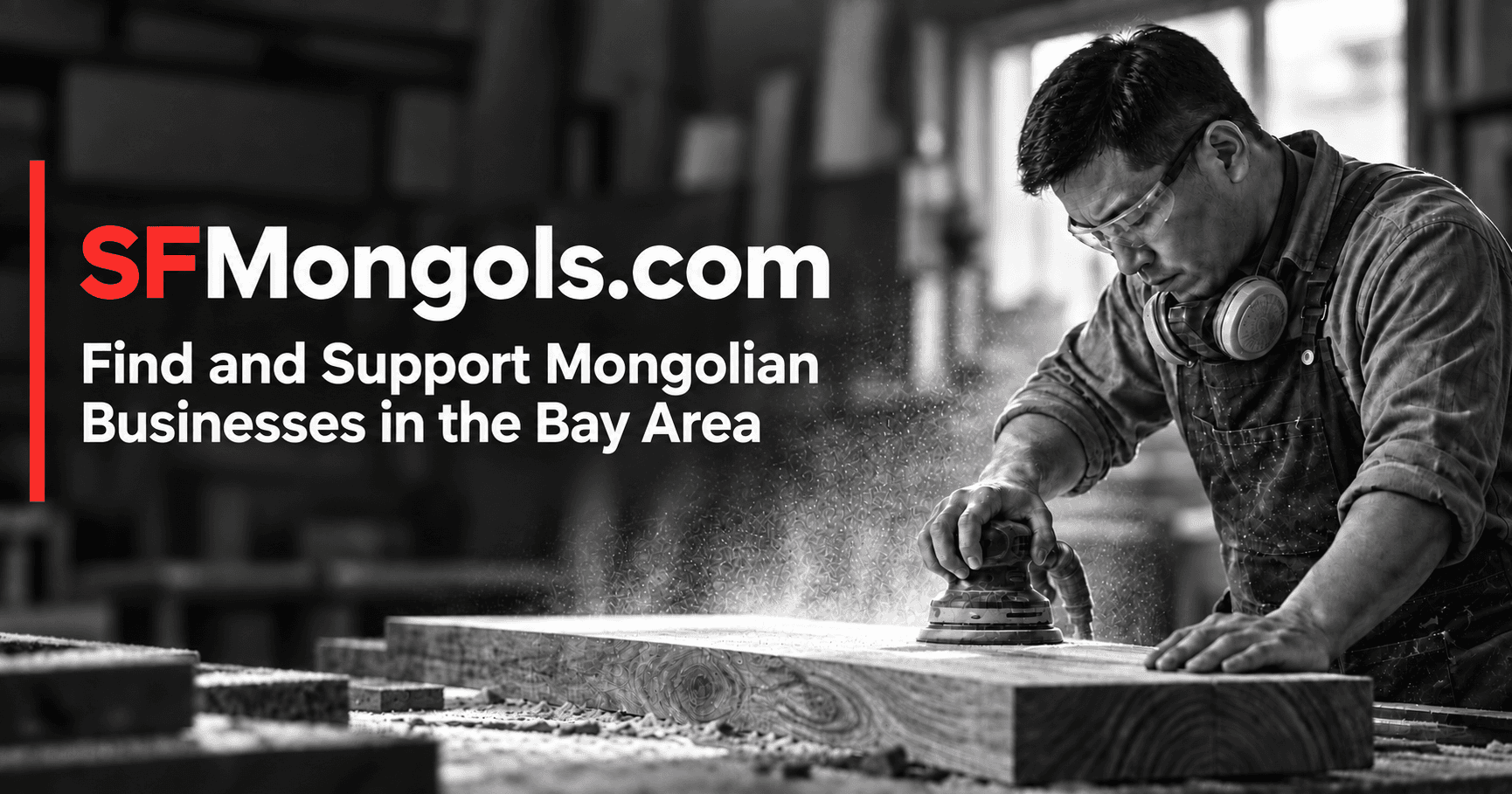 SFMongols.com launch artwork inviting visitors to find and support Mongolian businesses in the Bay Area