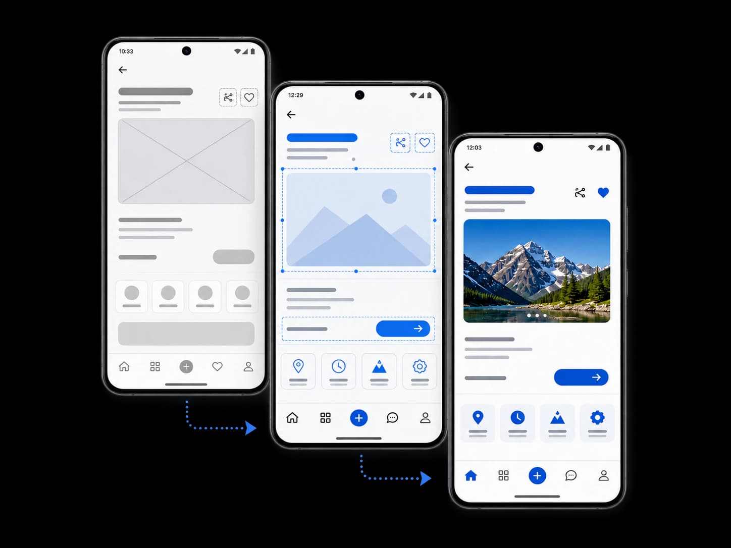 Mobile app design process from wireframes to a polished mobile product